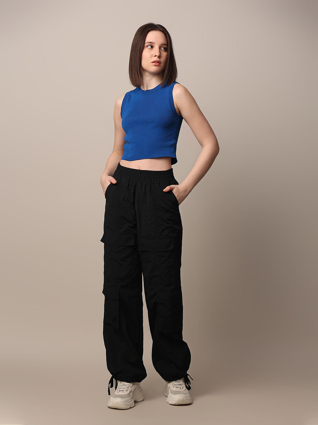 Dark Blue Knitted Crop Top