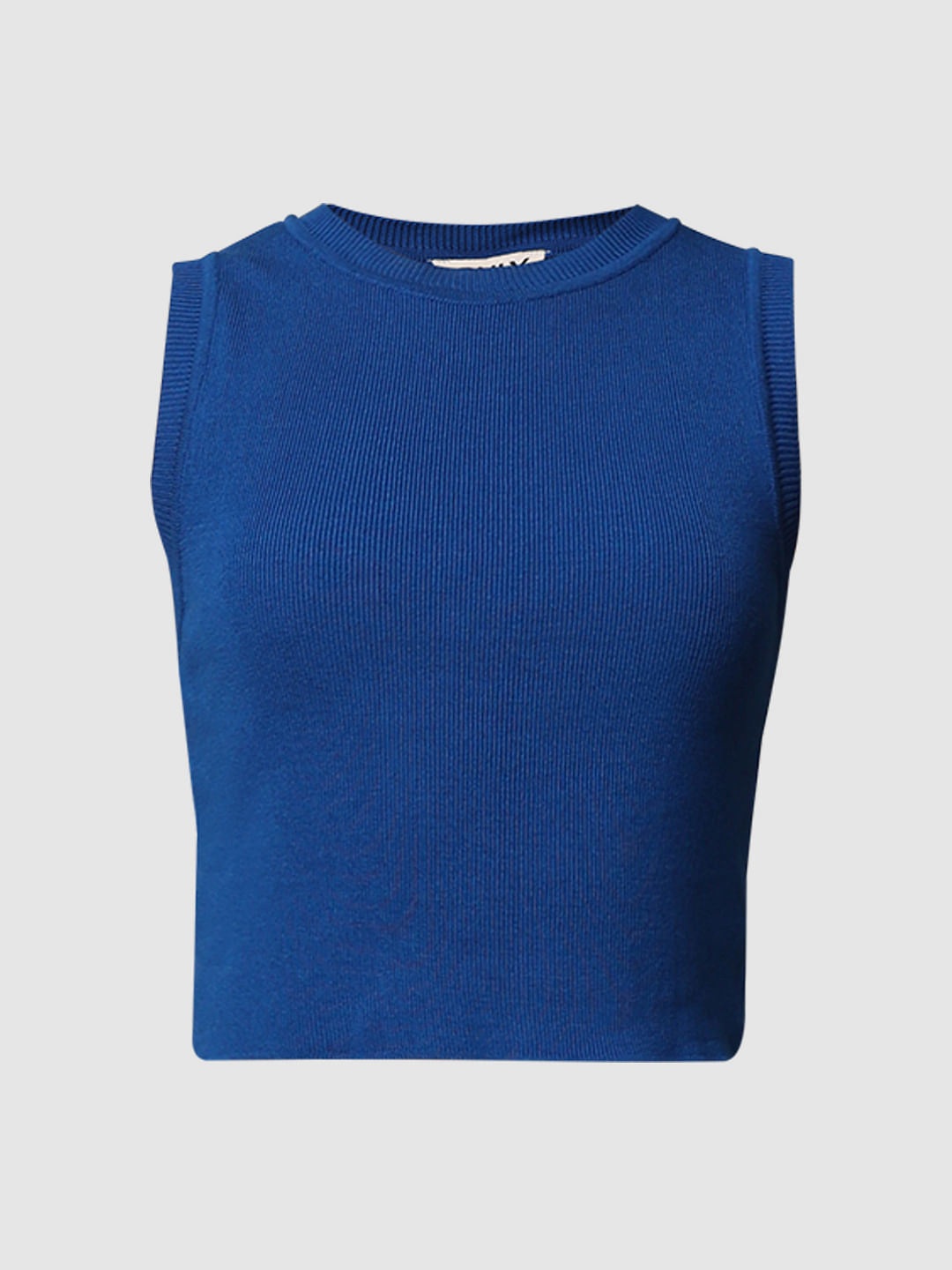 Dark Blue Knitted Crop Top