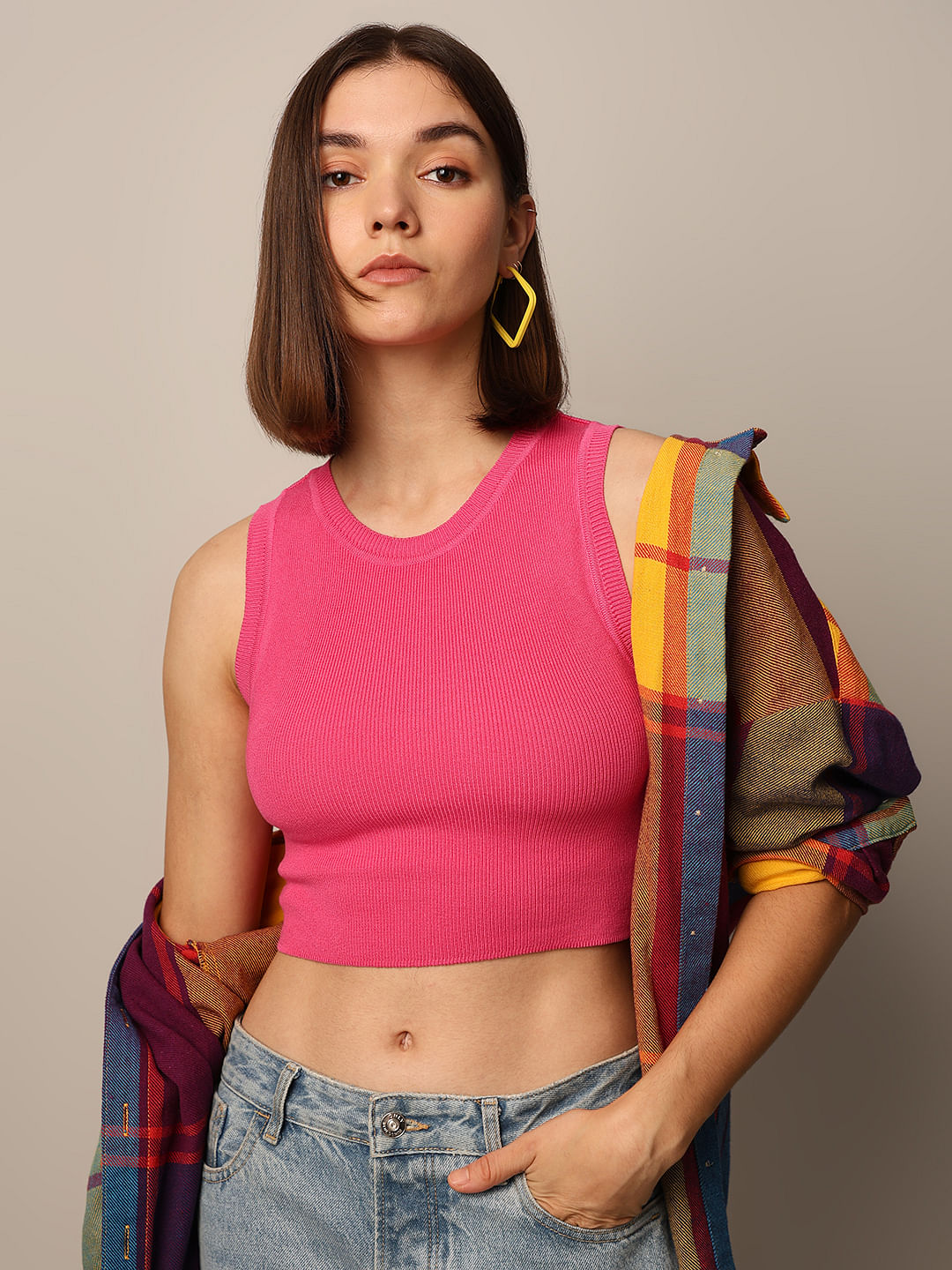 Pink Knitted Vest Top