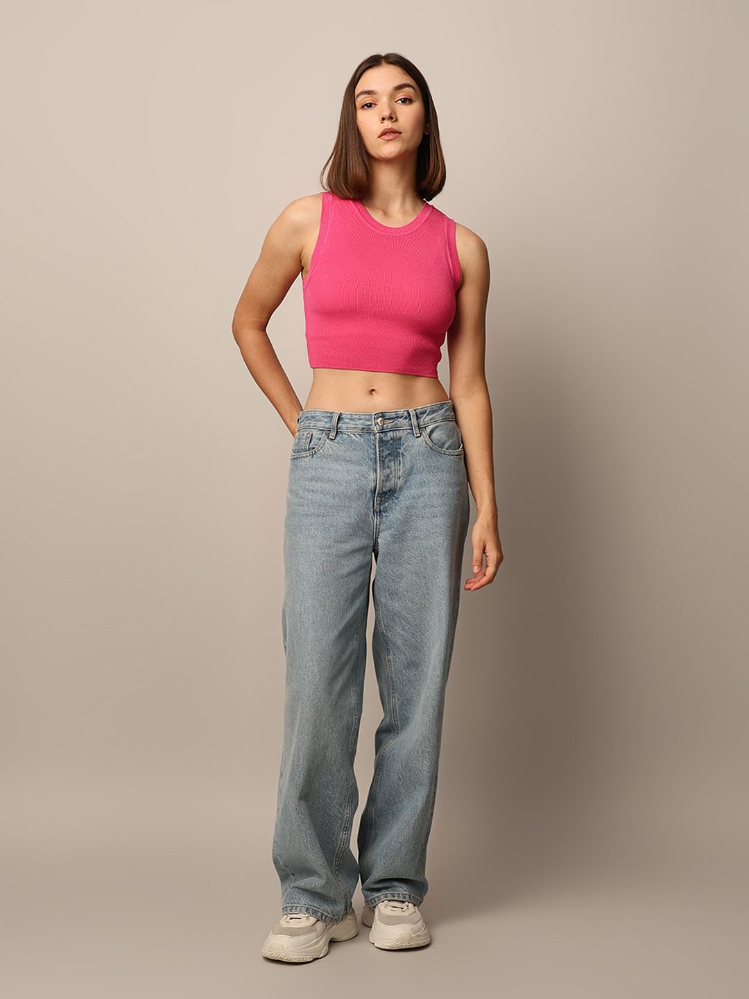 Pink Knitted Vest Top