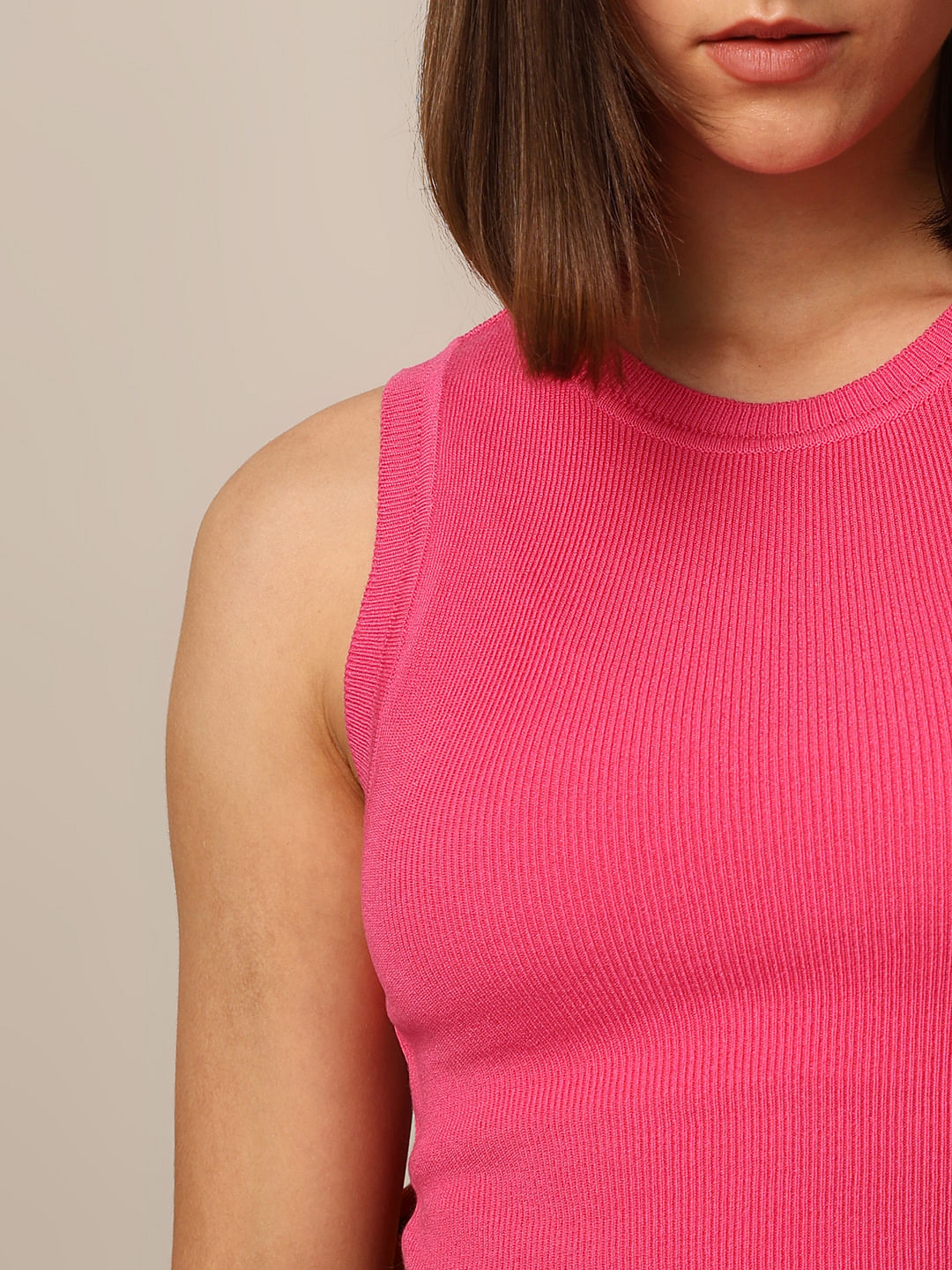 Pink Knitted Vest Top