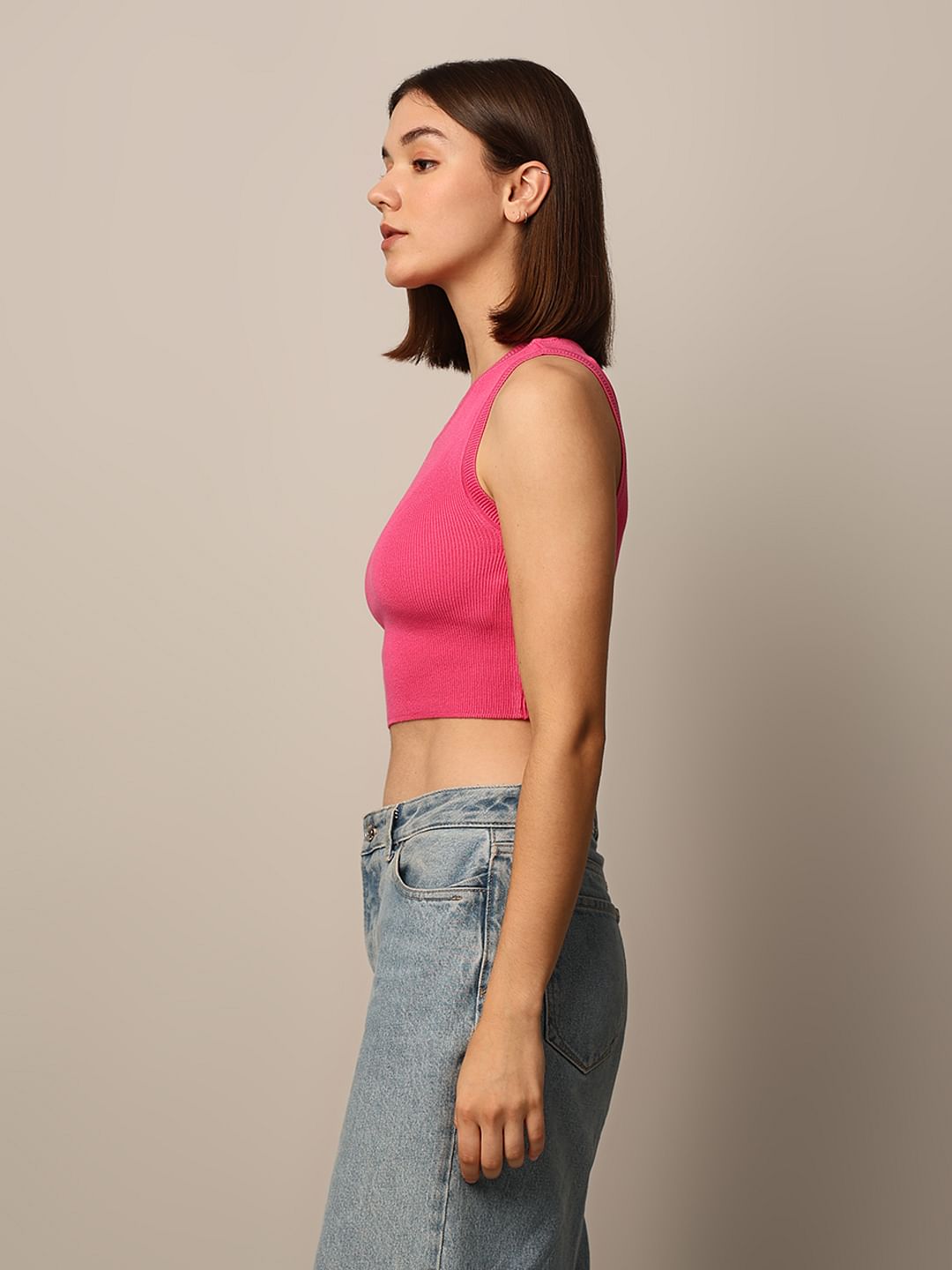 Pink Knitted Vest Top