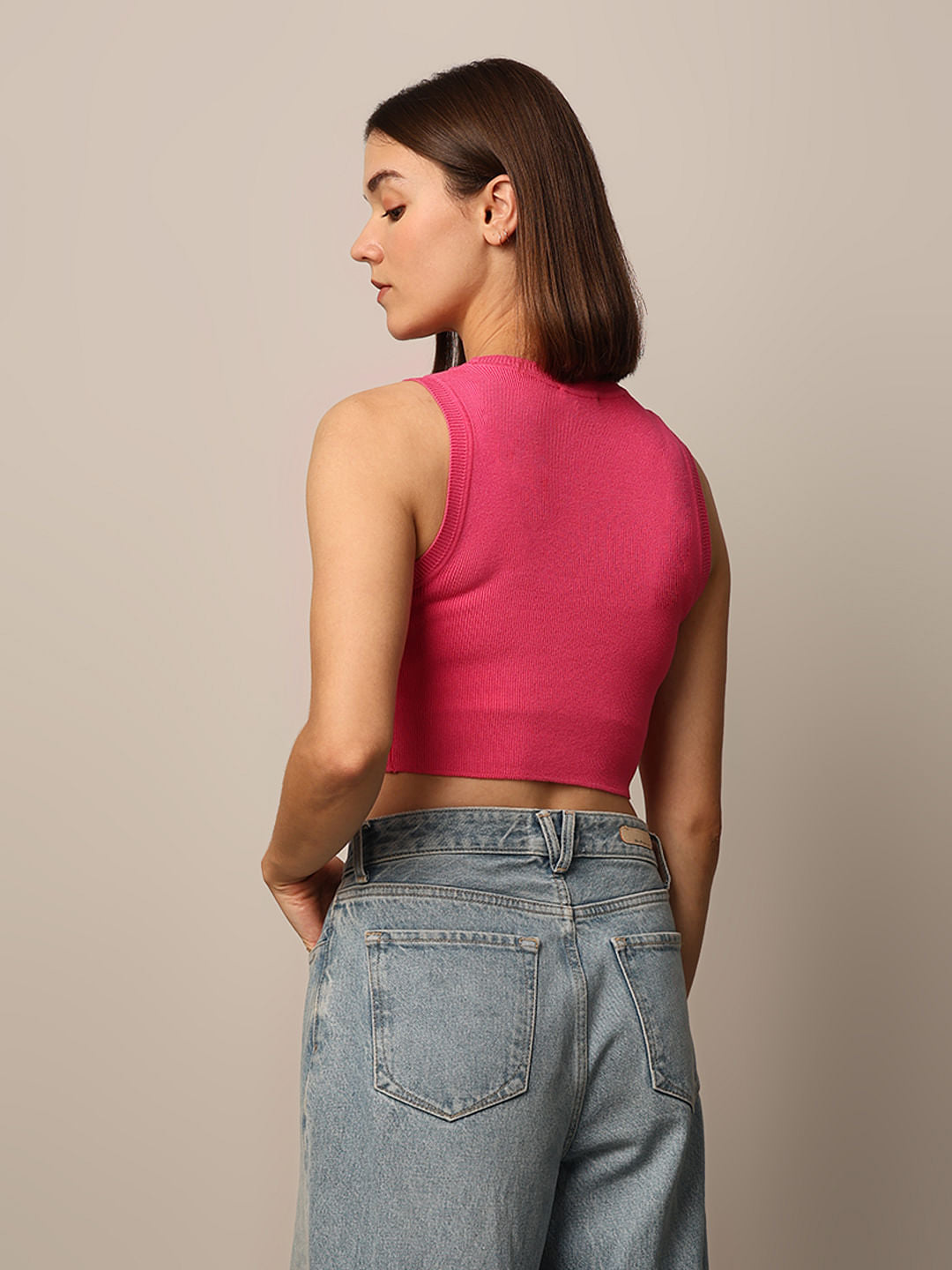 Pink Knitted Vest Top