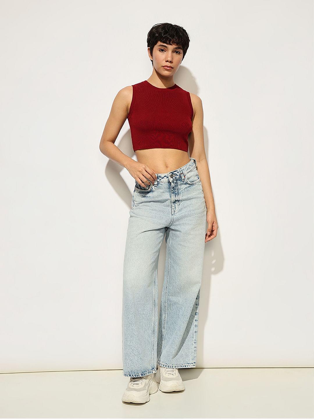 Maroon Knitted Vest Top