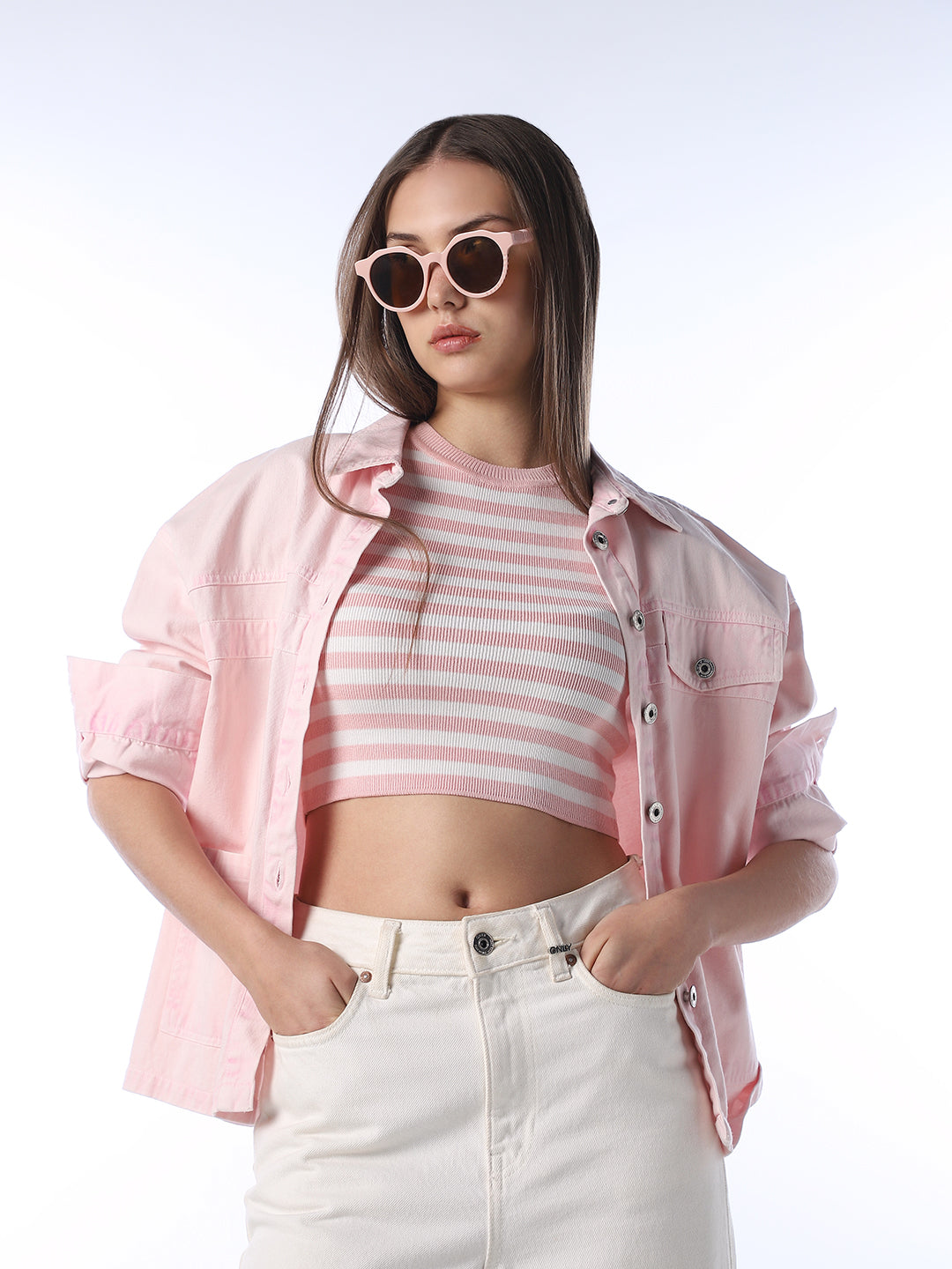 Cropped Striped Ribbed Tank Top