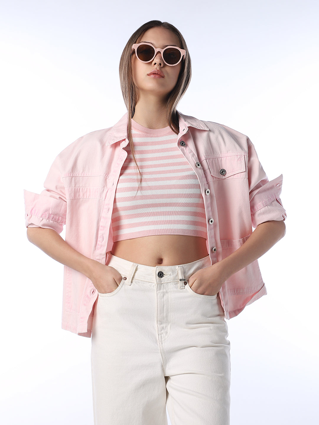 Cropped Striped Ribbed Tank Top