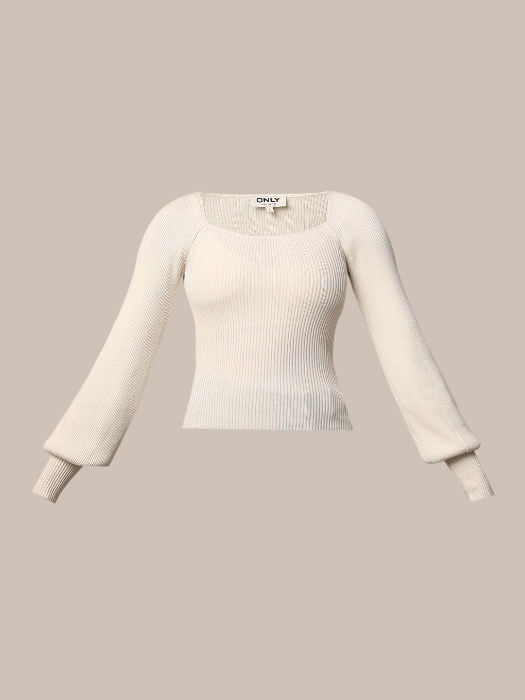 White Rib-Knit Top
