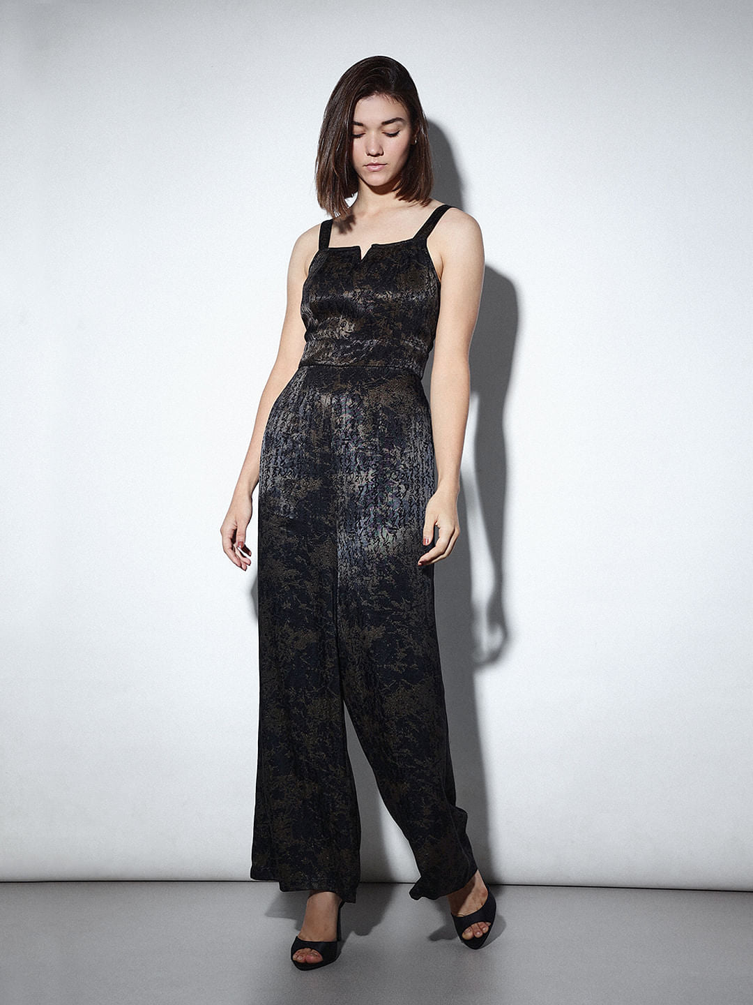 Black Jacquard Shimmer Jumpsuit