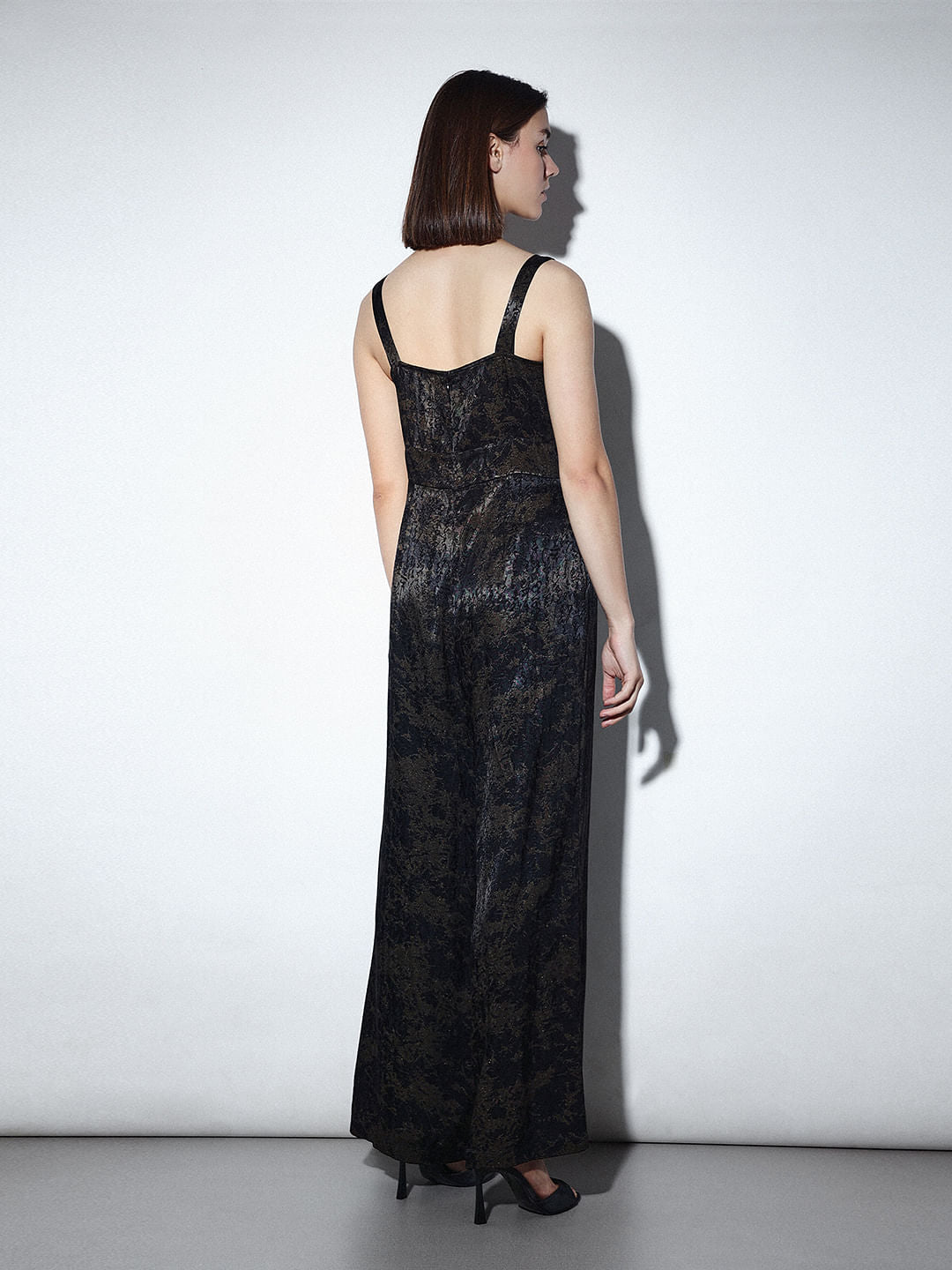 Black Jacquard Shimmer Jumpsuit
