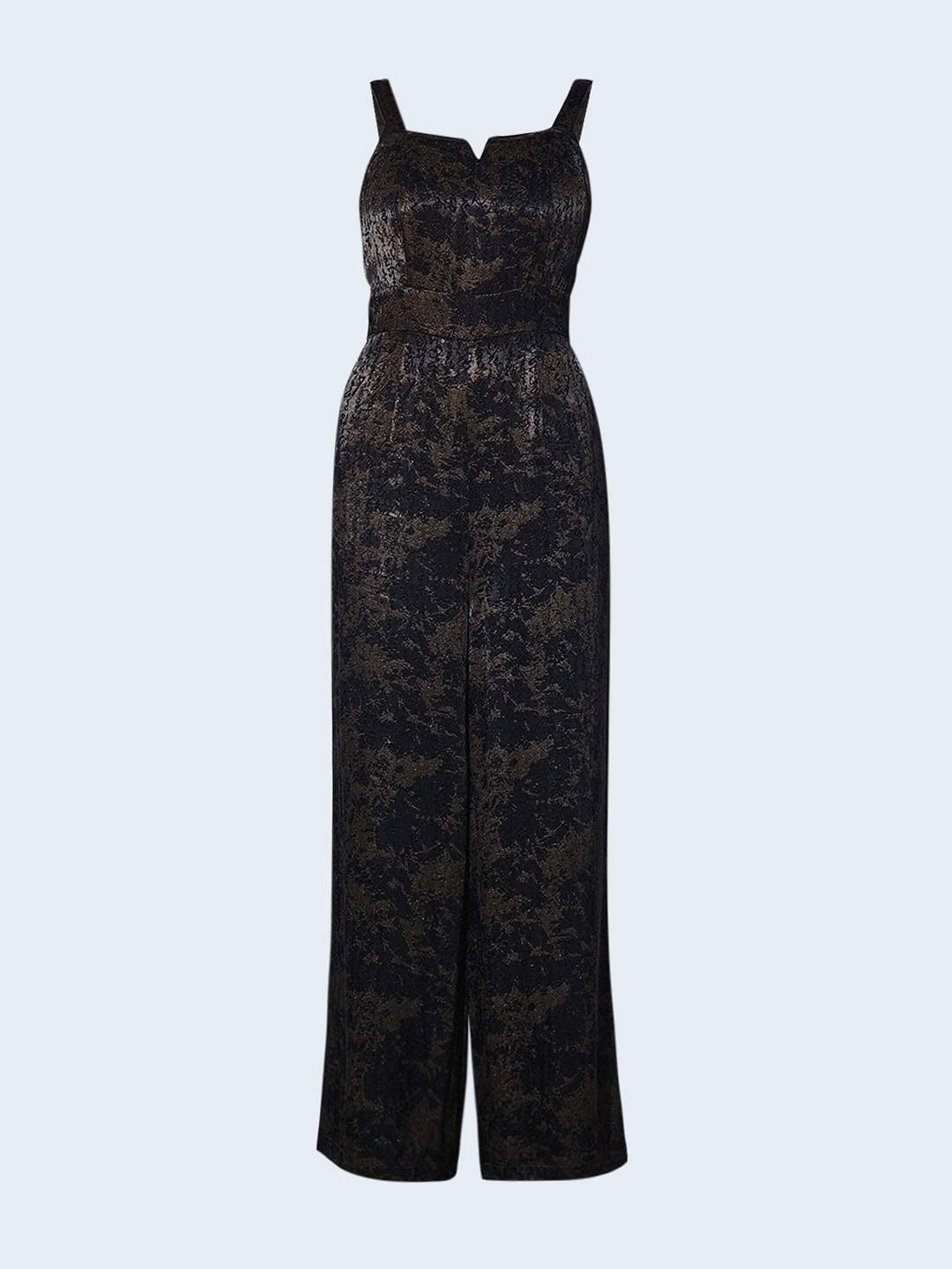 Black Jacquard Shimmer Jumpsuit