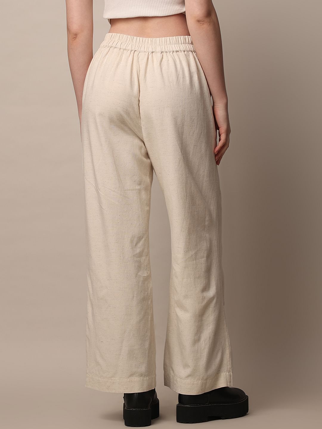 Beige Embroidered Co-Ord Set Pants