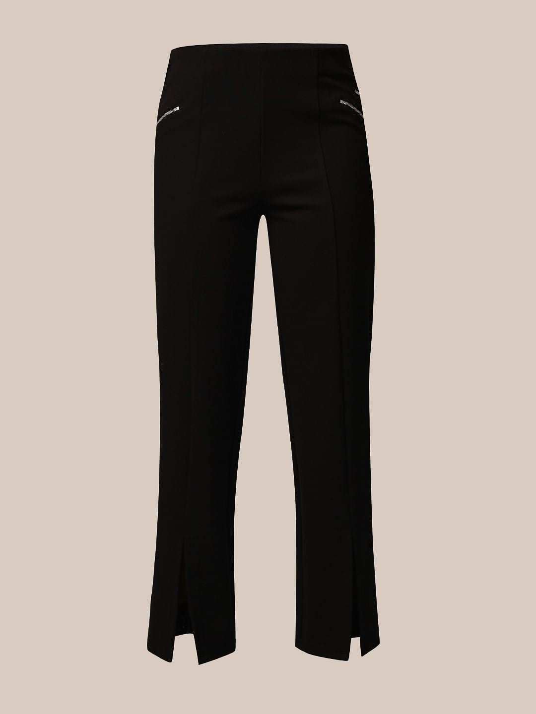 Black Slit Hem Leggings