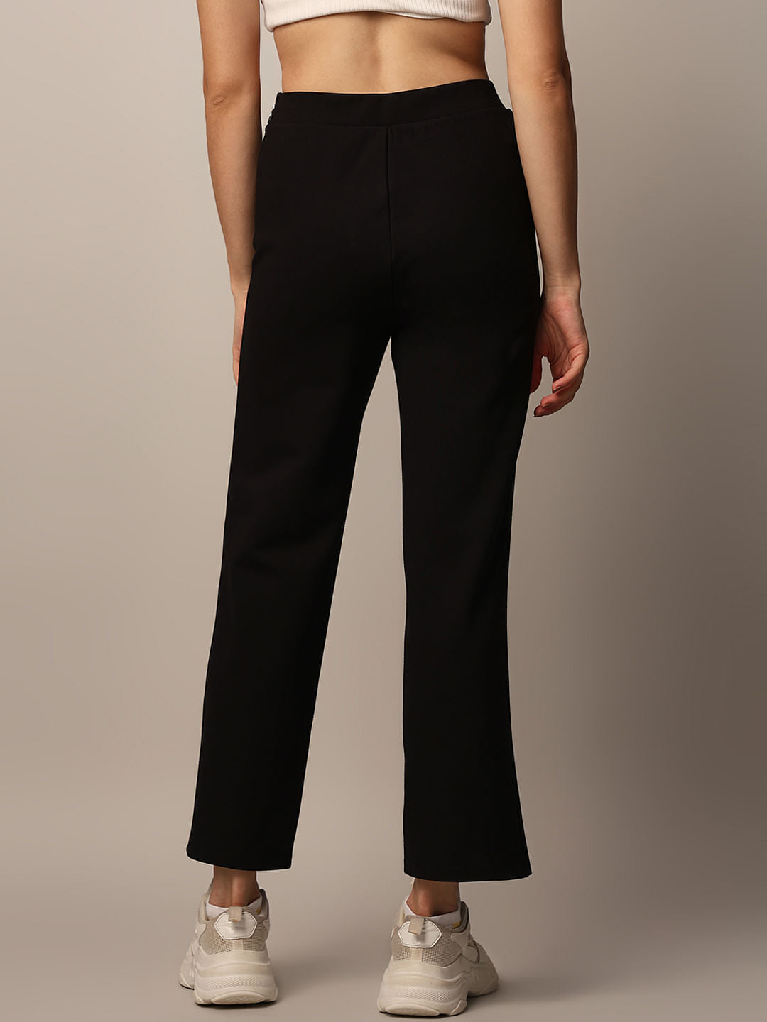 Black Slit Hem Flared Leggings