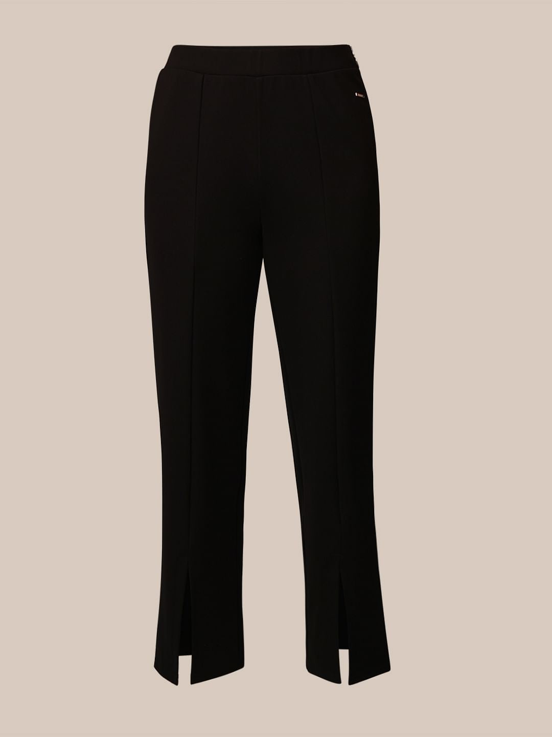 Black Slit Hem Flared Leggings