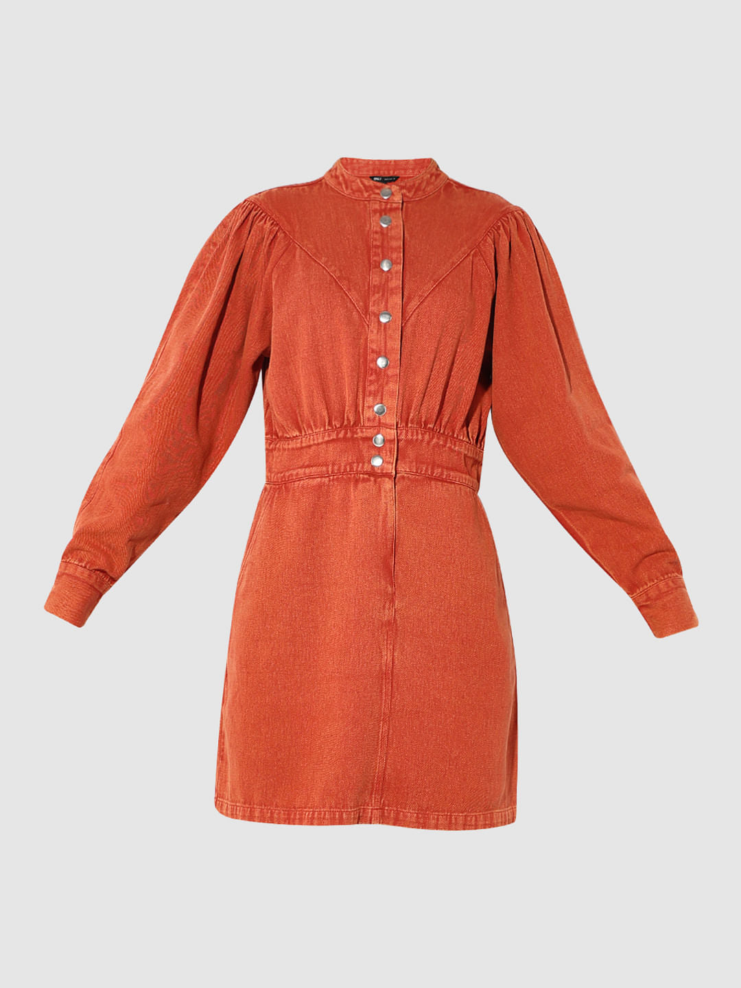 Orange Vintage Washed Denim Dress