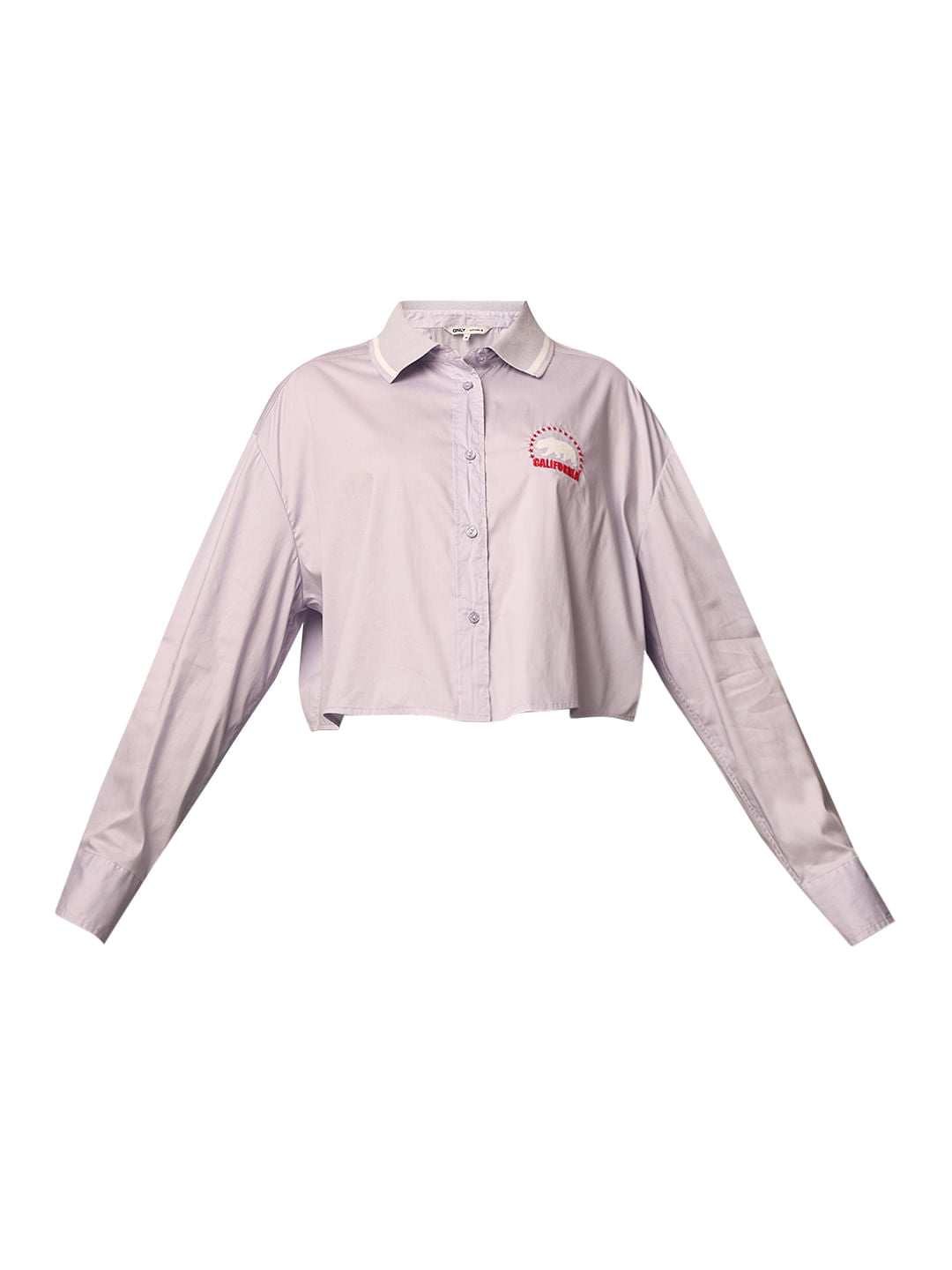 Purple Printed Cropped Shirt