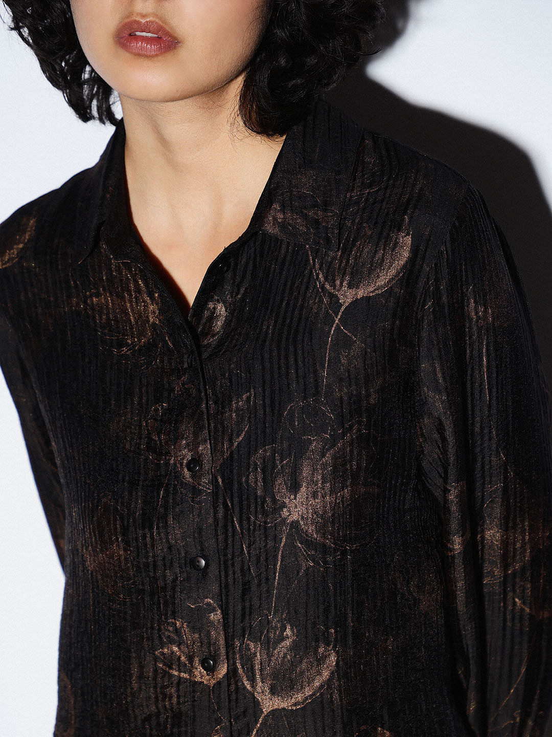 Black Shimmer Printed Shirt