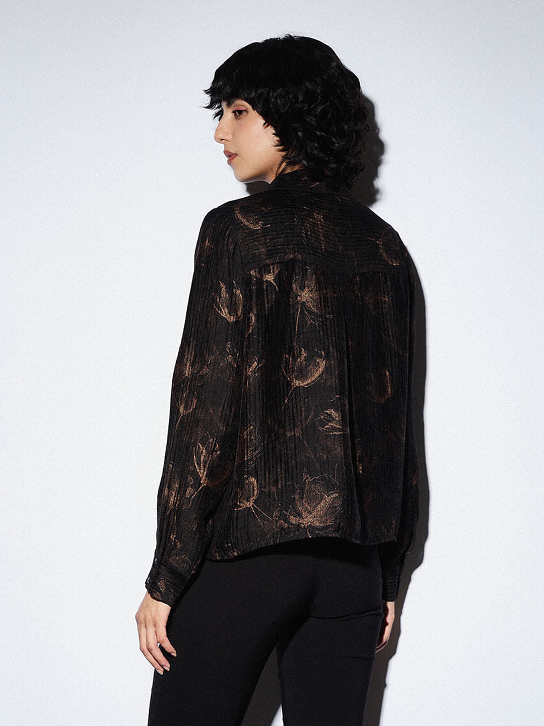 Black Shimmer Printed Shirt