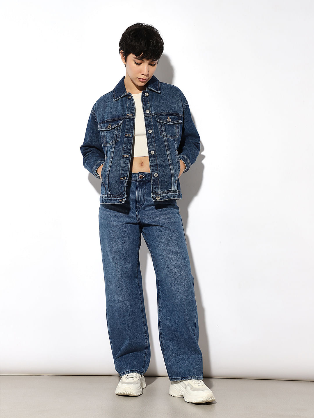 Blue Cotton Oversized Denim Jacket
