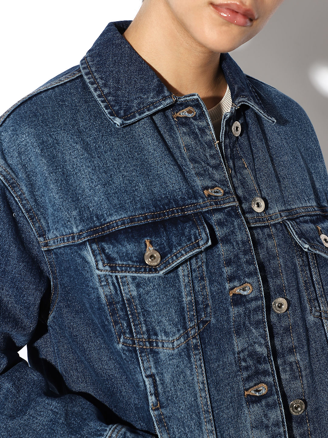 Blue Cotton Oversized Denim Jacket