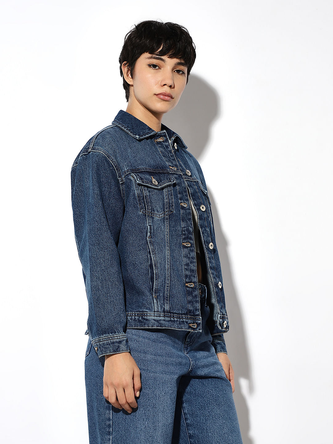 Blue Cotton Oversized Denim Jacket