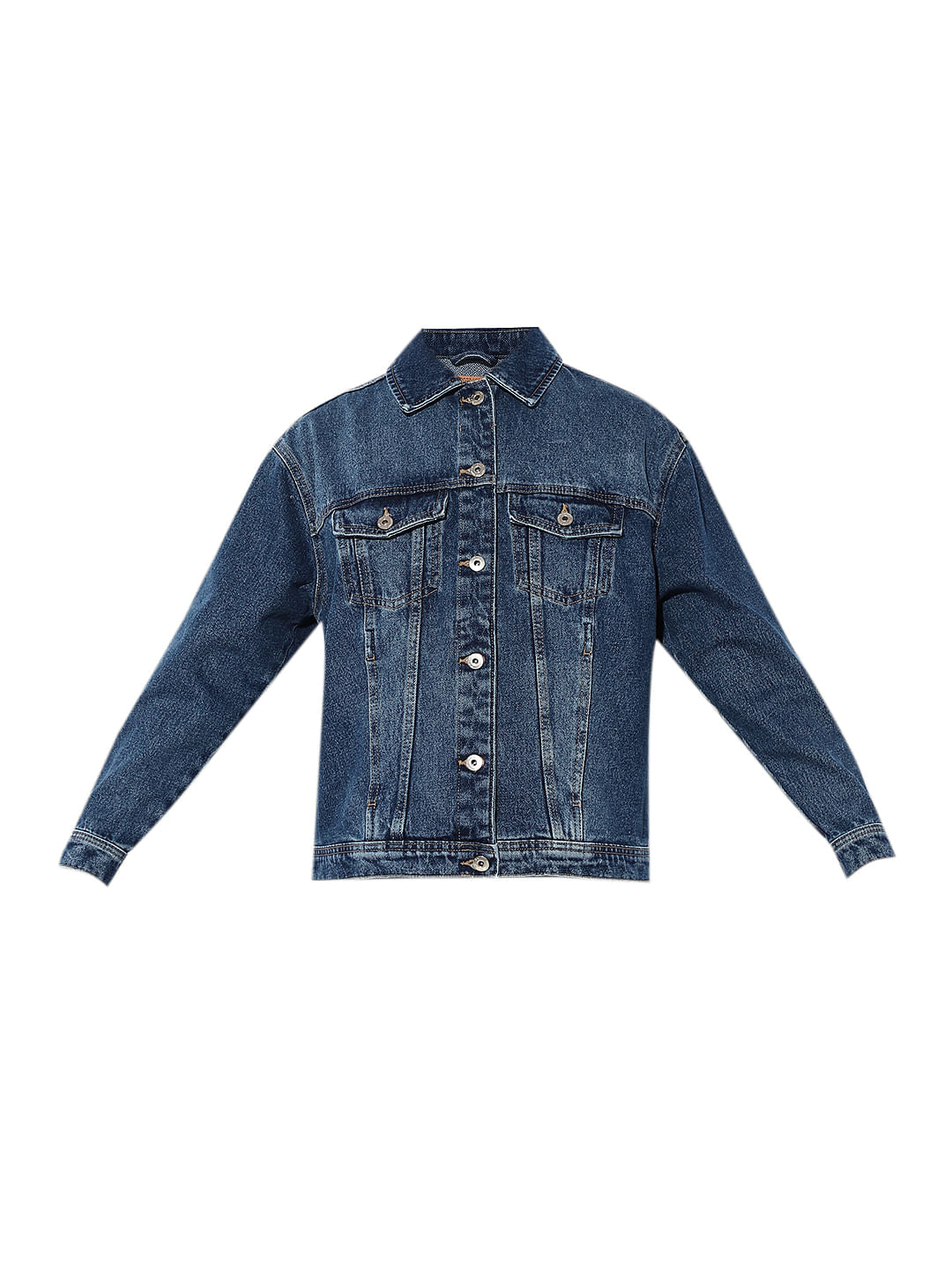 Blue Cotton Oversized Denim Jacket