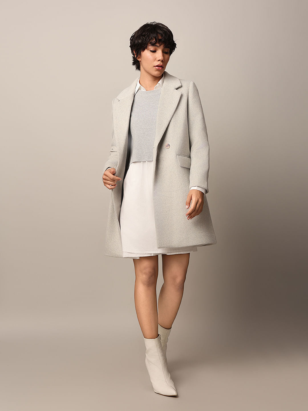 Light Grey Double Breasted Coat