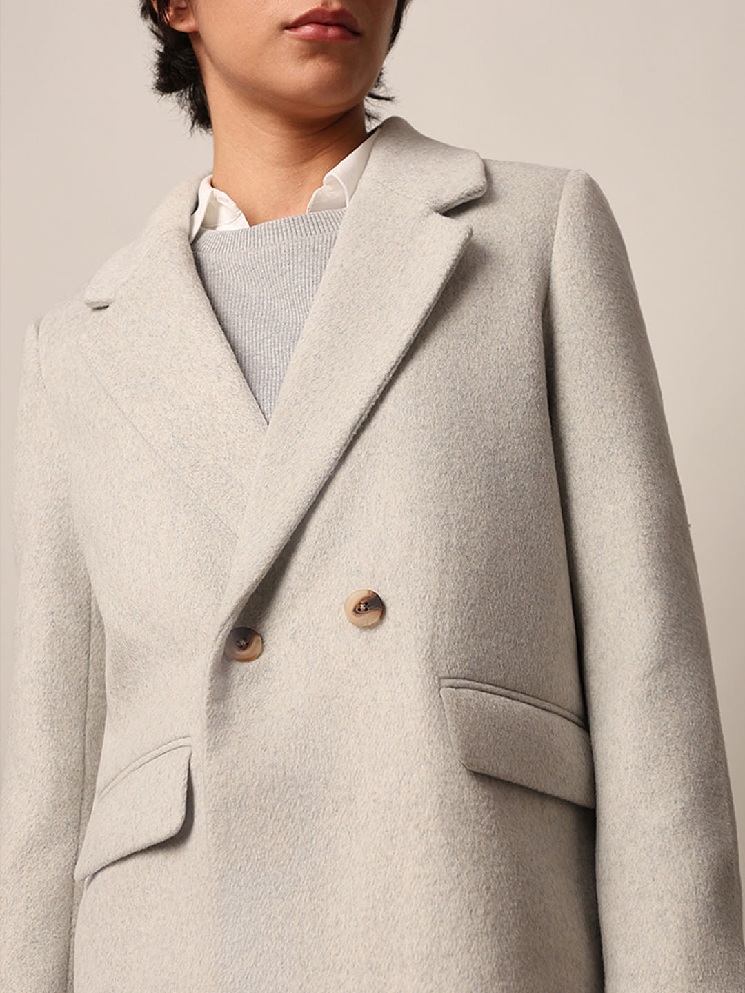 Light Grey Double Breasted Coat