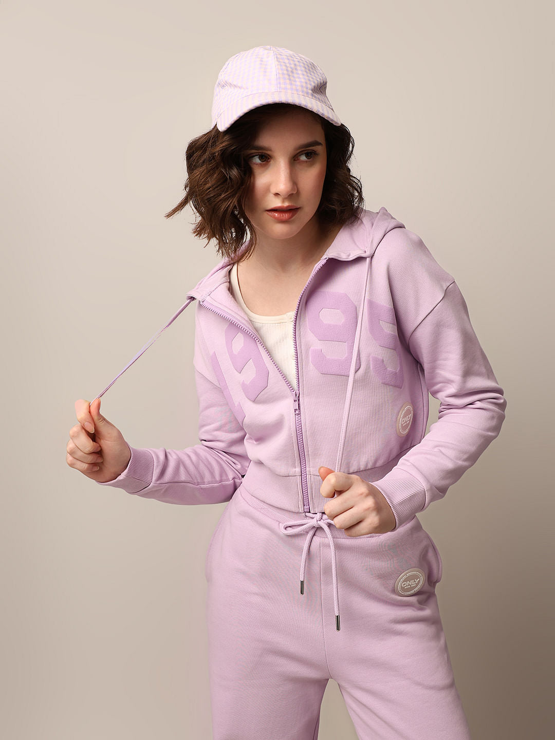 Pink Zip-Up Hooded Co-Ord Set Sweatshirt - Main Image