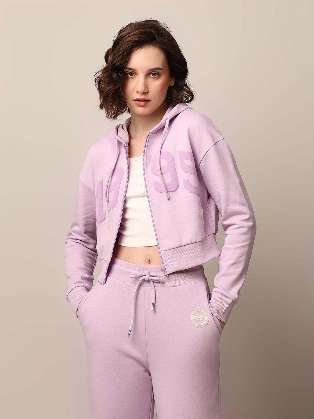 Pink Zip-Up Hooded Co-Ord Set Sweatshirt
