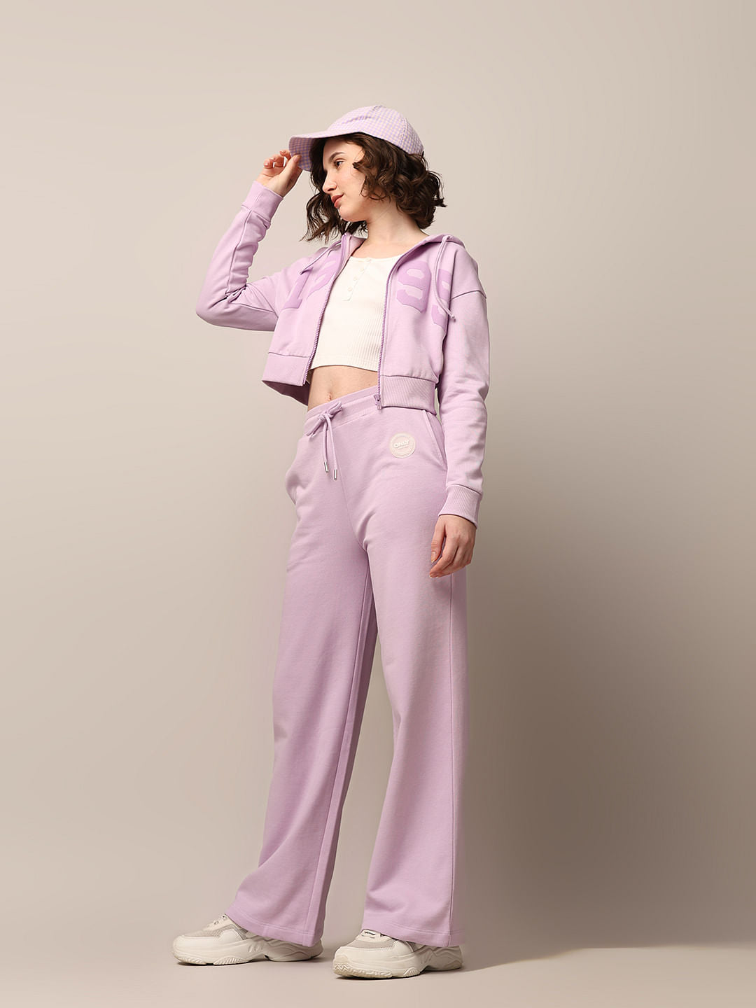 Pink Zip-Up Hooded Co-Ord Set Sweatpants