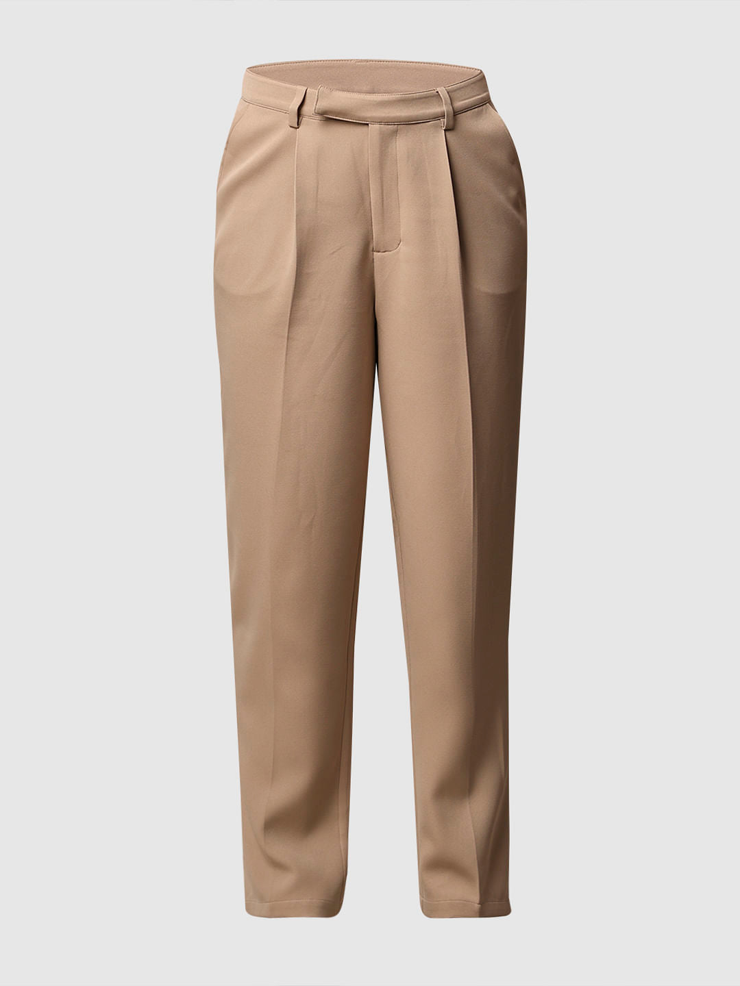 Beige High Rise Tailored Pants