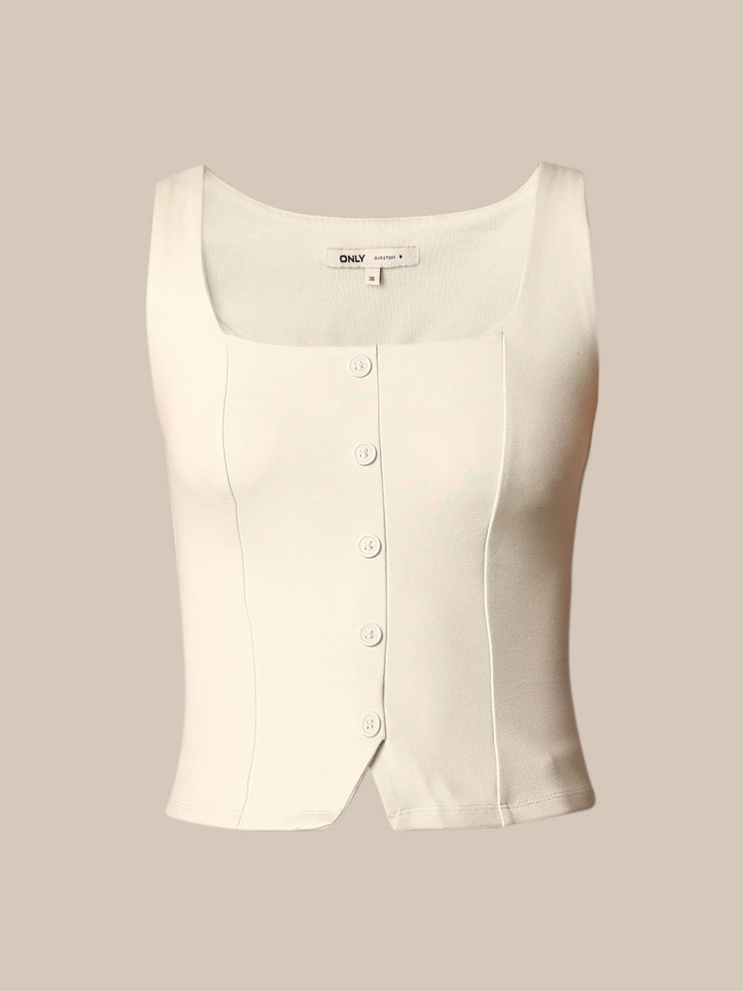 Light Green Front-Button Vest Top