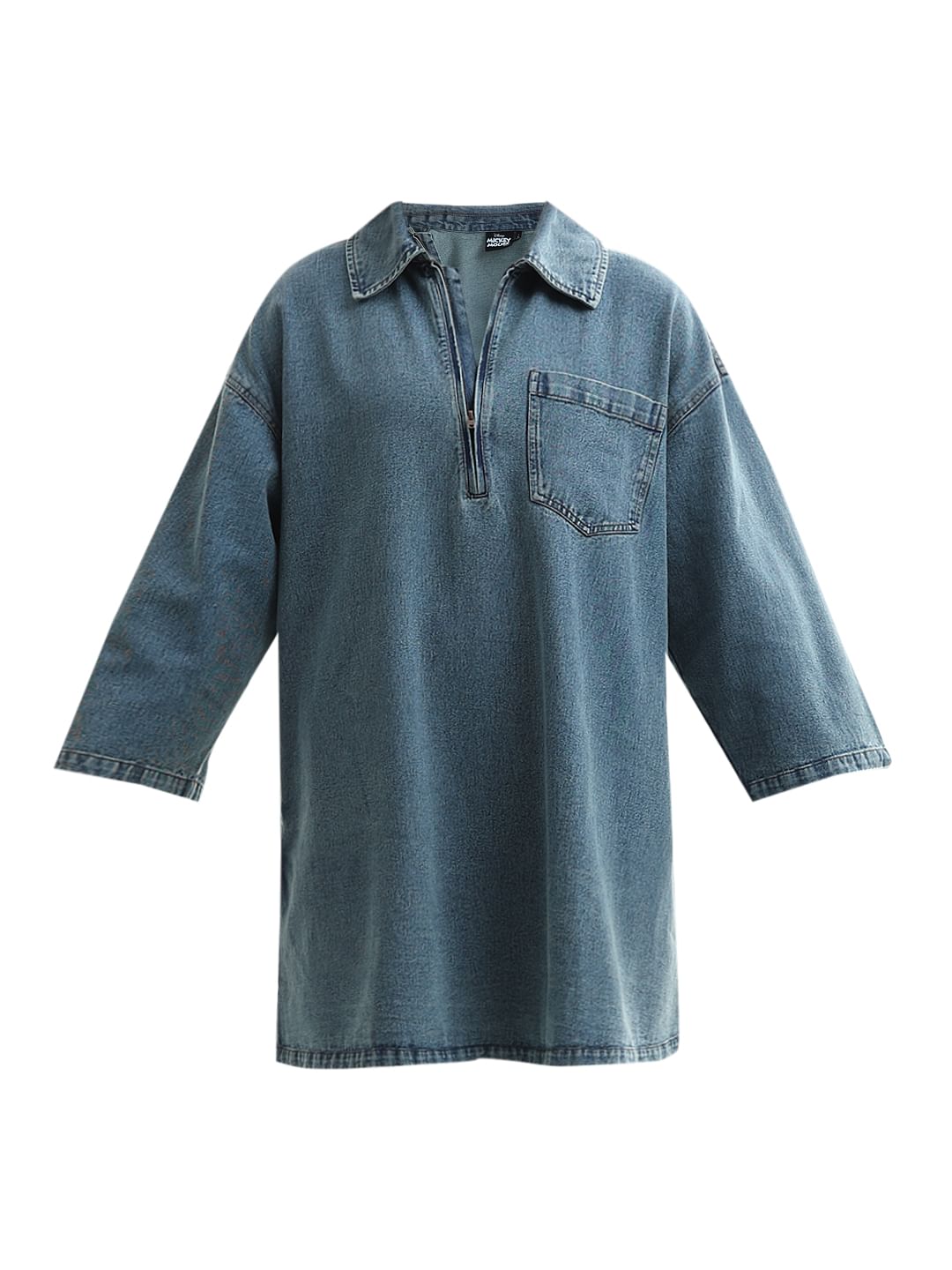 Mickey Blue Printed Oversized Denim Dress