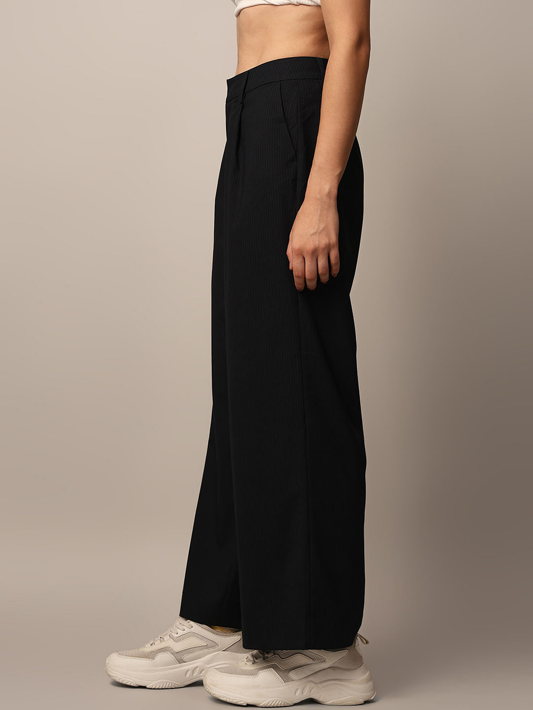 Black Tailored Striped Pants