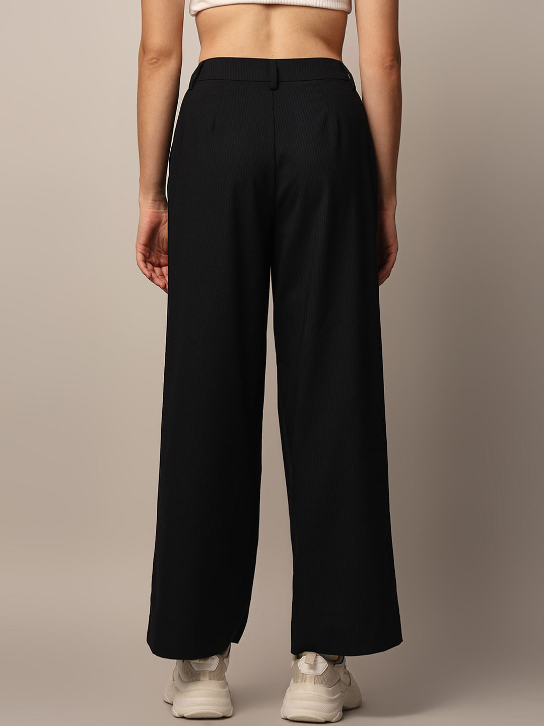 Black Tailored Striped Pants