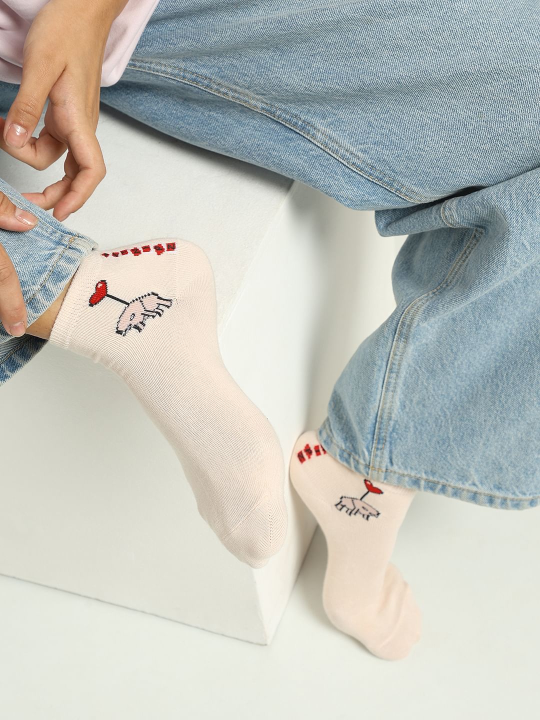 Ketnipz Pack Of 2 Printed Knitted Socks - Pink