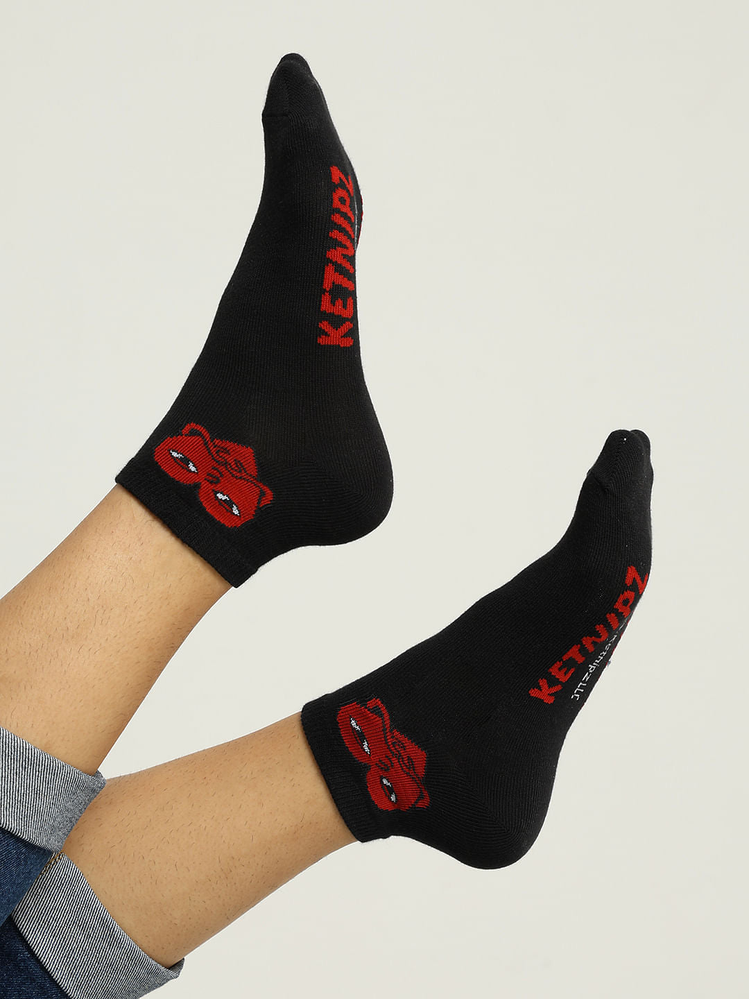 Ketnipz Pack Of 2 Printed Knitted Socks - Black