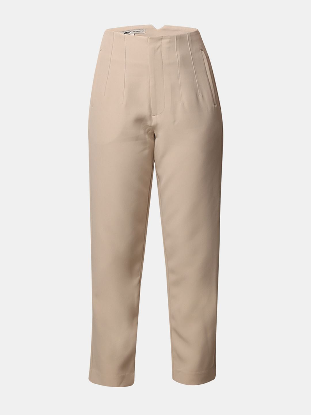 Beige High Rise Tailored Pants