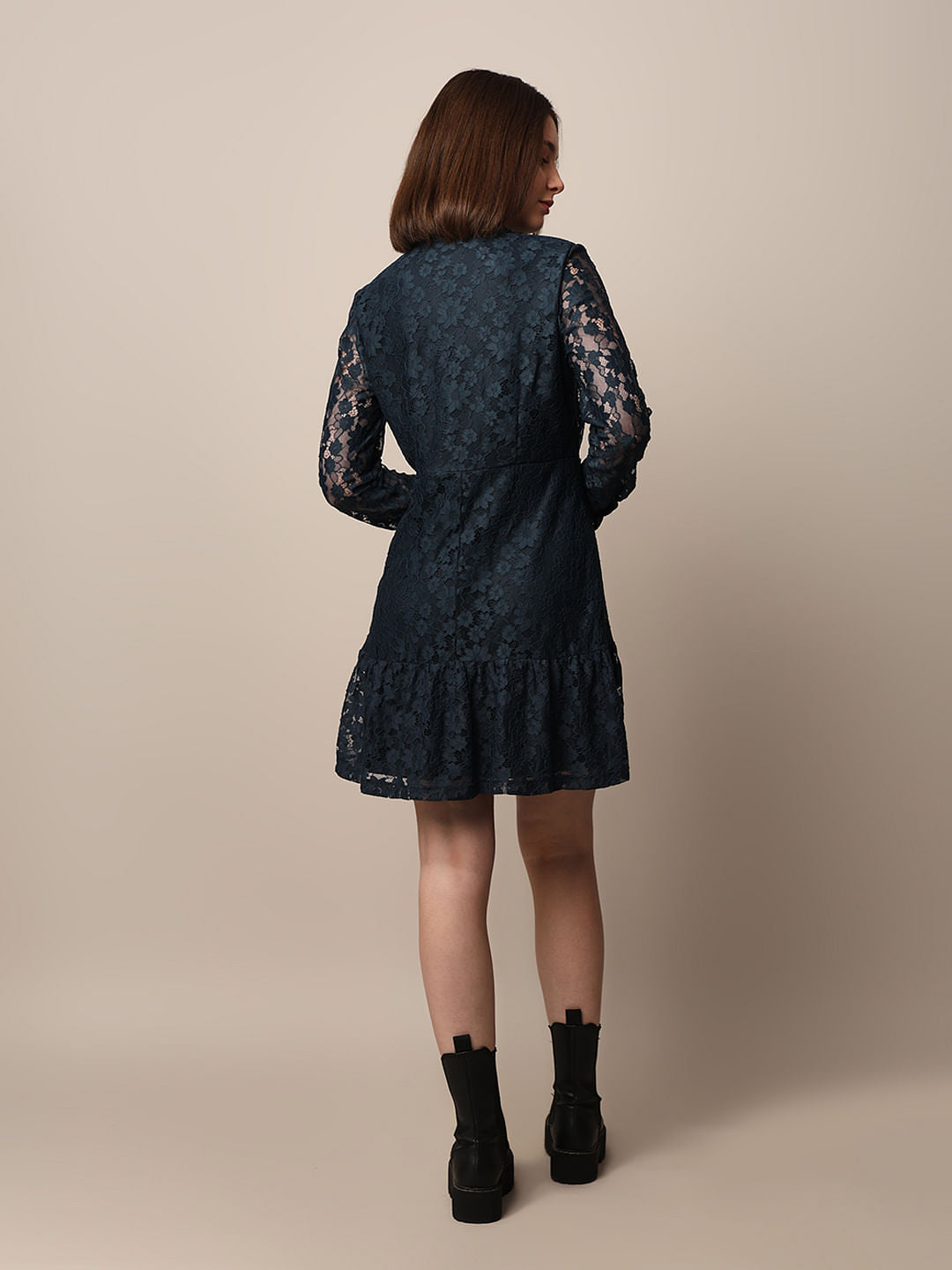 Dark Blue Lace Mini Dress