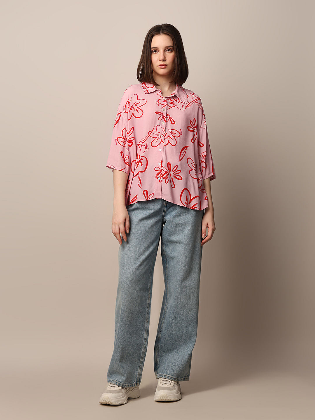 Pink Printed Viscose Shirt