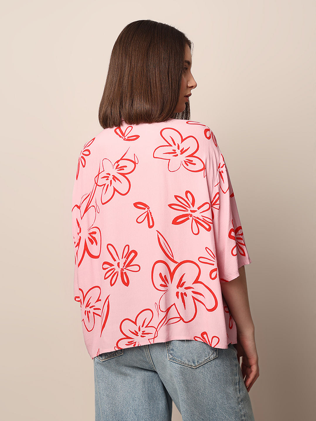 Pink Printed Viscose Shirt