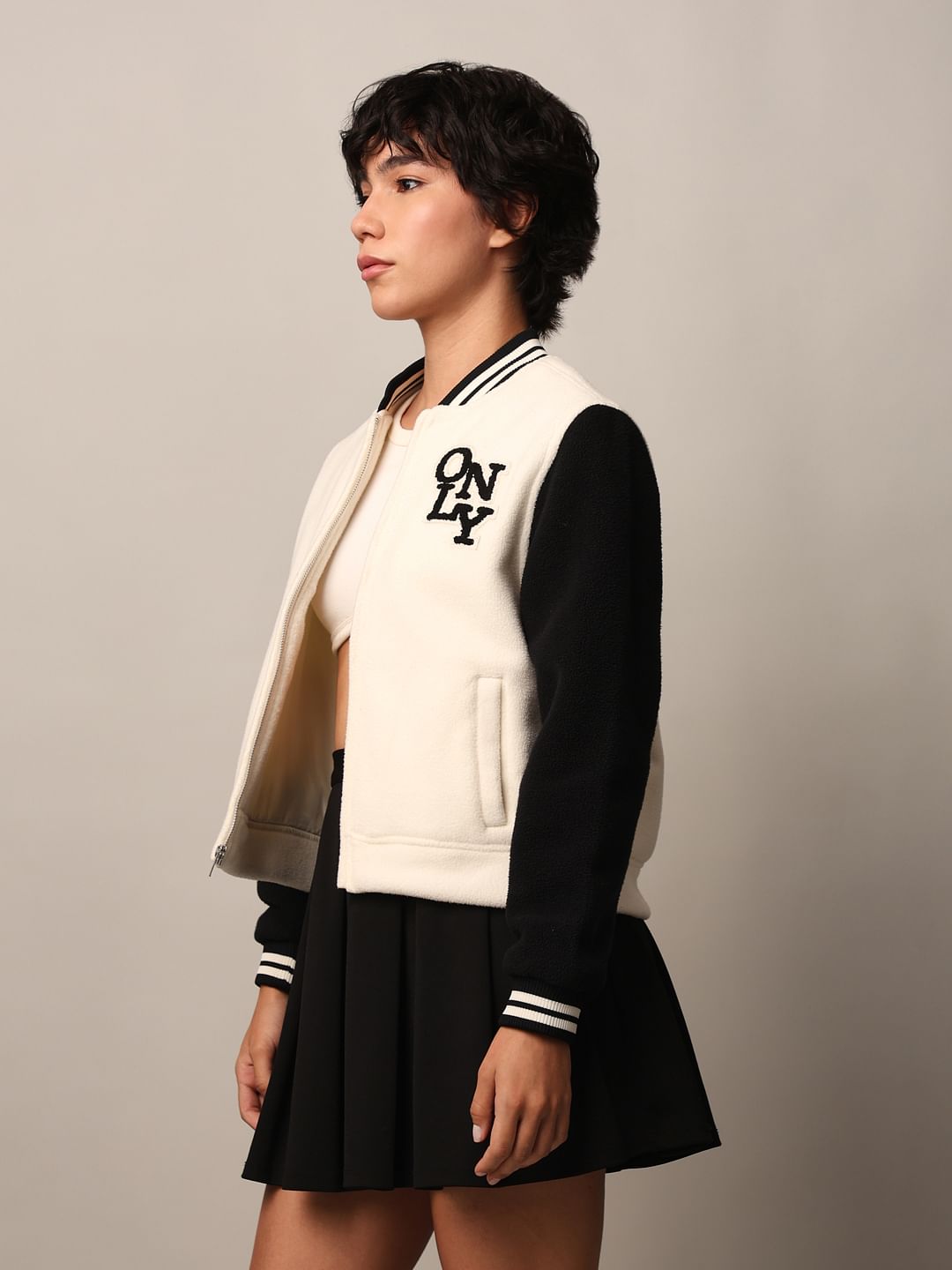 White Varsity Bomber Jacket