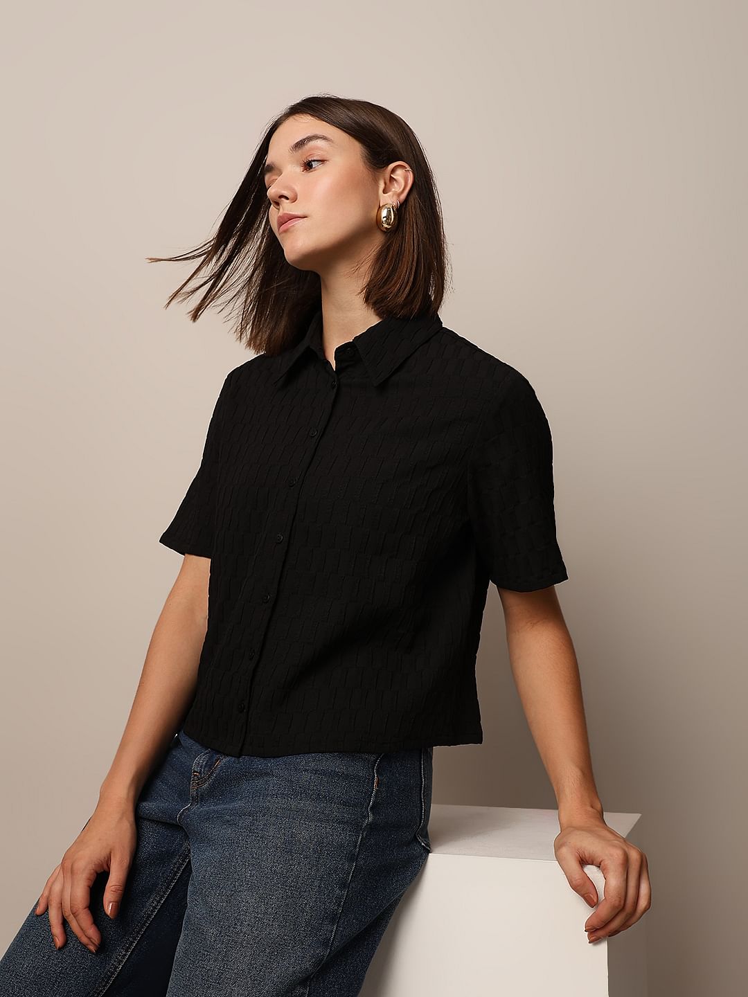 Black Textured Shirt