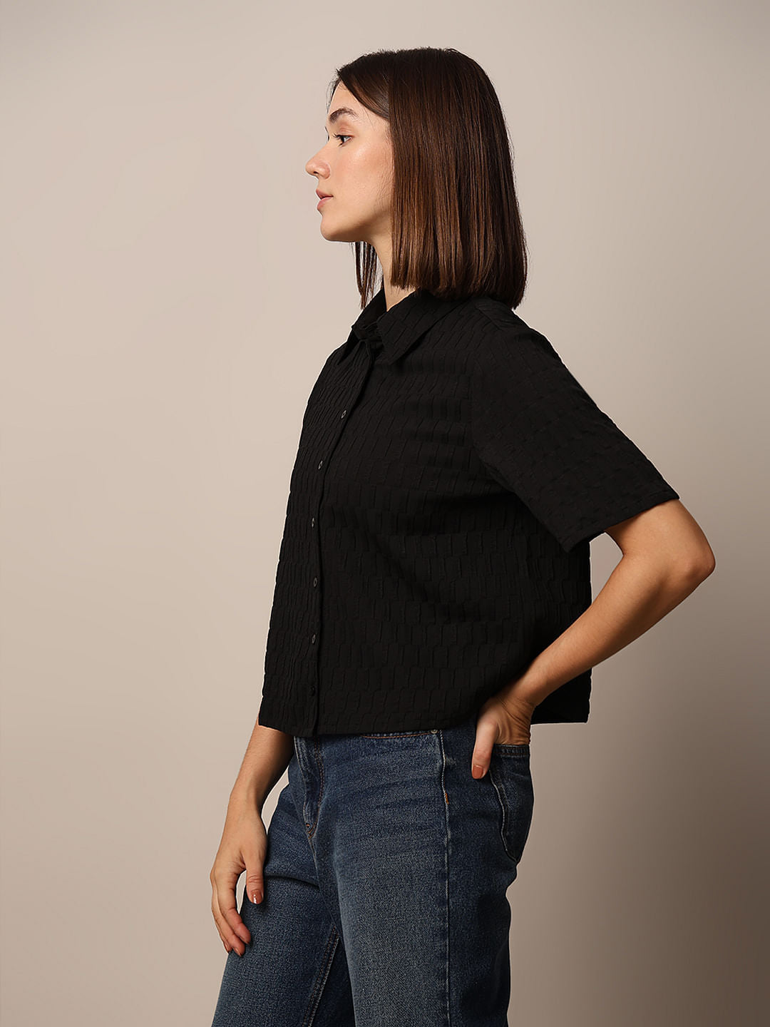 Black Textured Shirt