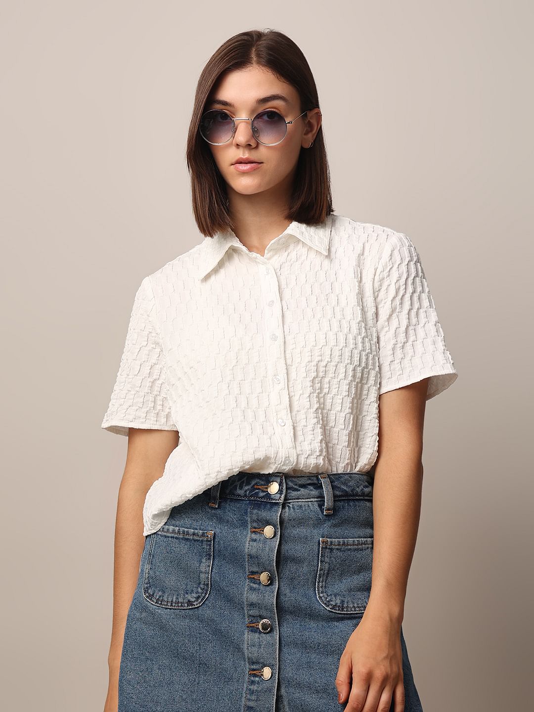 White Textured Shirt