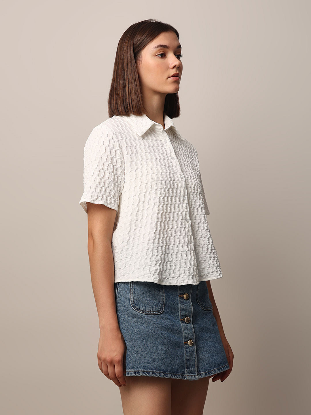 White Textured Shirt