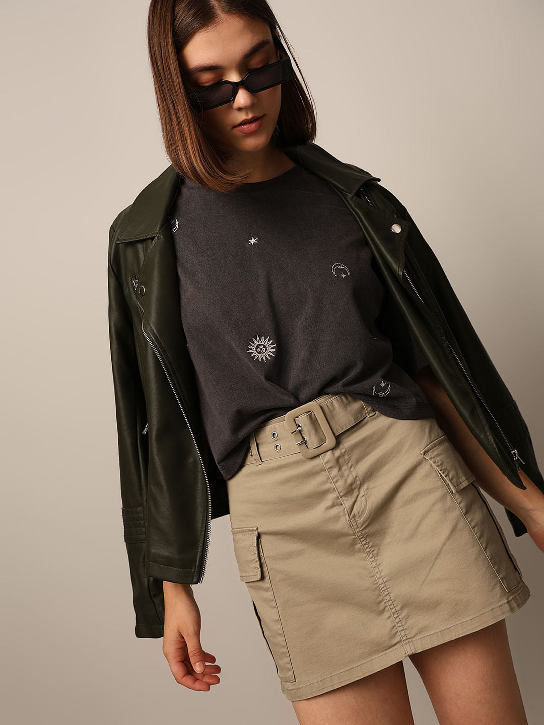 Black Embroidered Boxy Fit T-Shirt