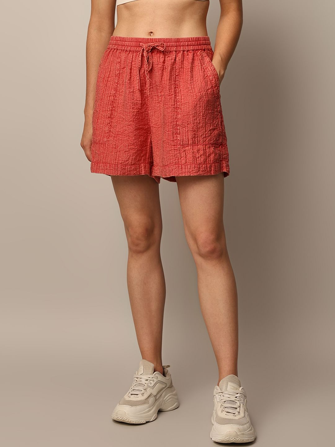 Red Washed Co-Ord Set Shorts
