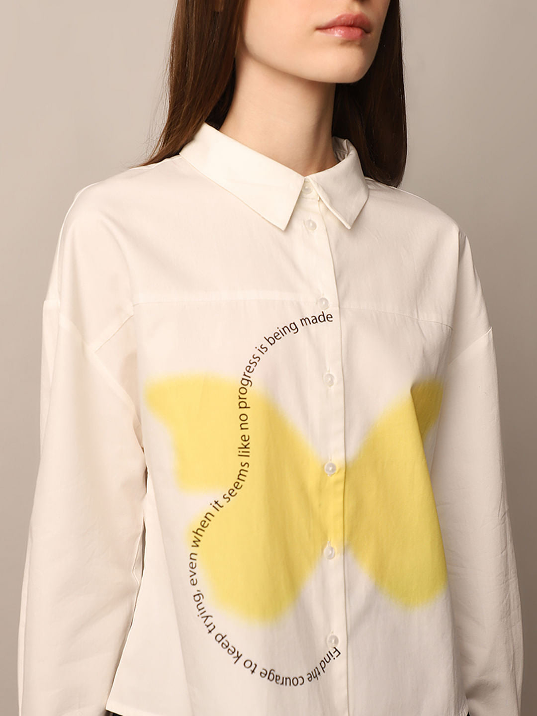 White Printed Poplin Shirt